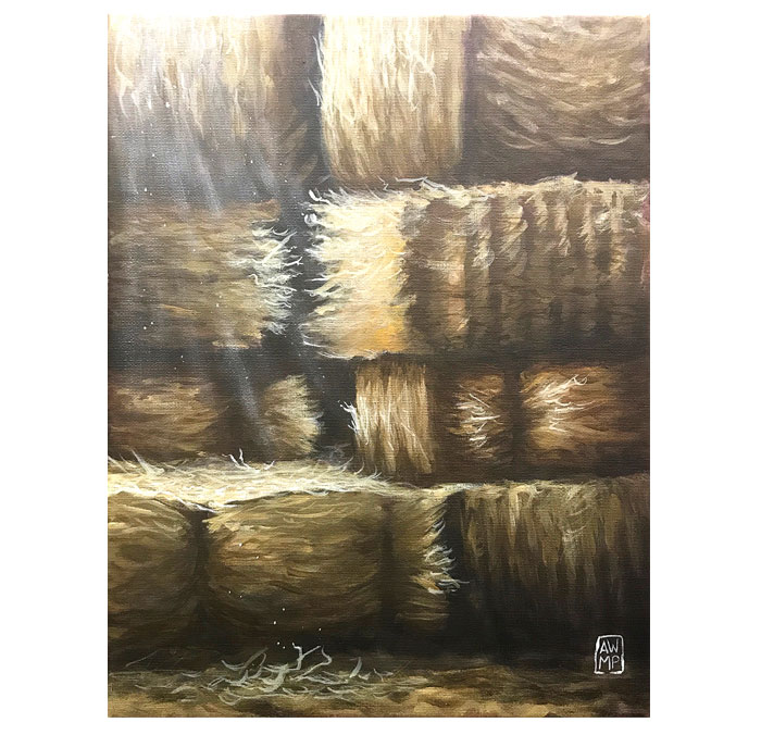 hay bales, acrylic painting, Anne Pennypacker